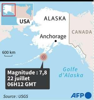 Un tremblement de terre de magnitude 7,8 enregistré en Alaska