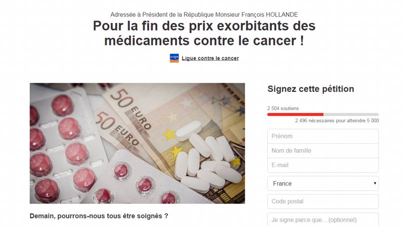 Une pétition contre le prix «exorbitant» des médicaments anti-cancers