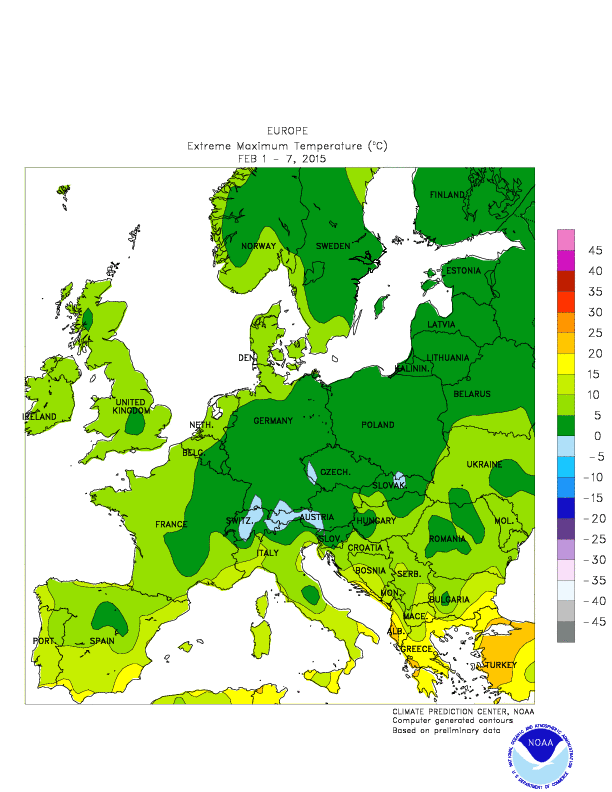 Cartes mises à jour de la météo en Europe