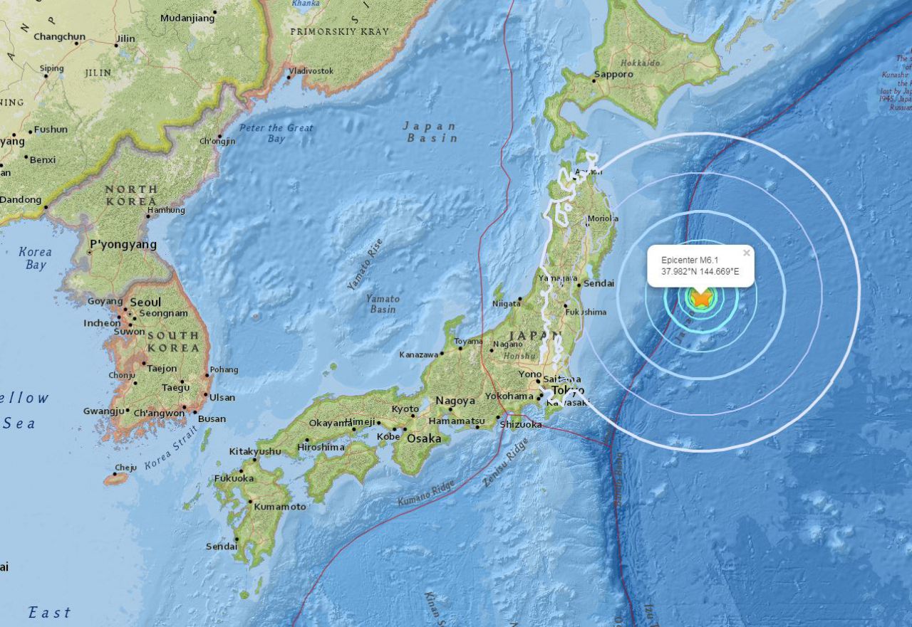 Japon : un séisme d'une magnitude de 6,1 frappe la côte est