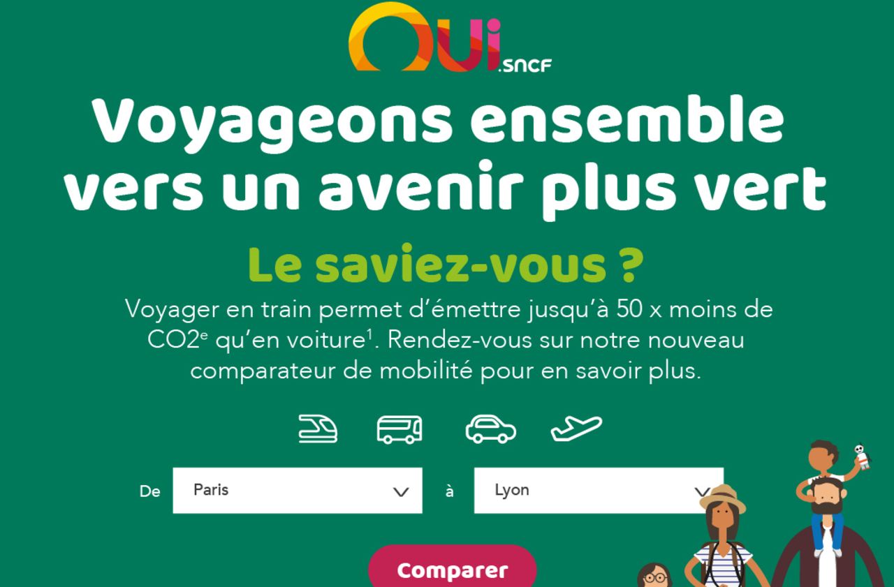 Voyager sans polluer : la SNCF lance son comparateur