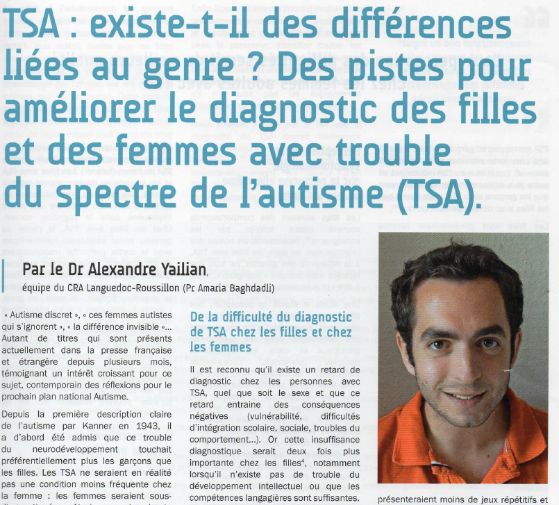 L'autisme au féminin, revue Sésame : article du Dr A. Yailian & témoignage de M. Bertaina