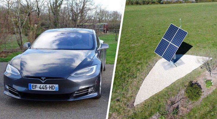Il recharge sa Tesla Model S avec un tracker solaire