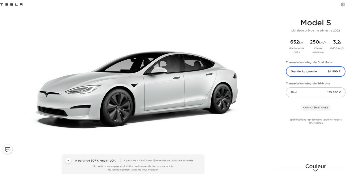 La nouvelle Tesla Model S n’arrivera qu’au premier trimestre 2022