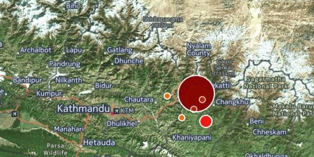 Carte : le nouveau séisme au Népal et ses répliques