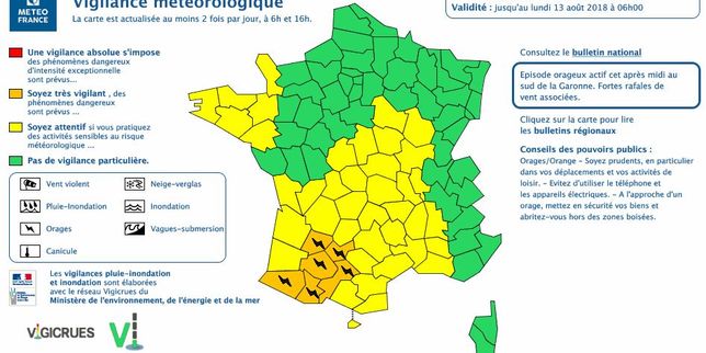 Orages : six départements du Sud-Ouest placés en vigilance orange