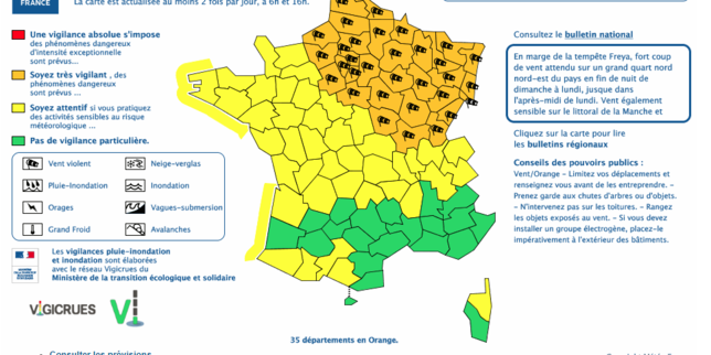 Vent violent : 35 départements du nord et nord-est en vigilance orange