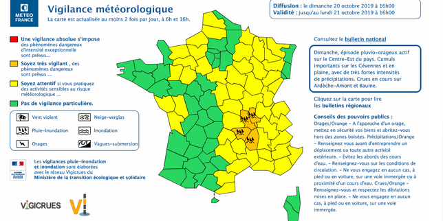 Alerte pluie-inondation et orages dans quatre départements du sud-est de la France