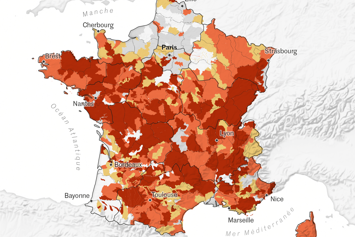 La carte des restrictions d’eau liées à la sécheresse en France