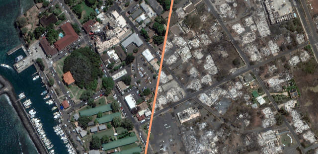 Avant/après : les images satellites d’Hawaï ravagée par les incendies