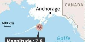 Un tremblement de terre de magnitude 7,8 enregistré en Alaska