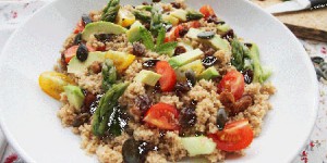 Taboulé revisité quinoa-épeautre et graines de courges grillées