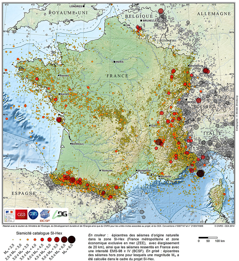 Carte des séismes en France depuis 1962 : 38 000 tremblements de terre localisés