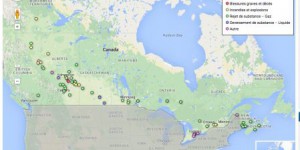 Une carte illustrant des incidents aux pipelines