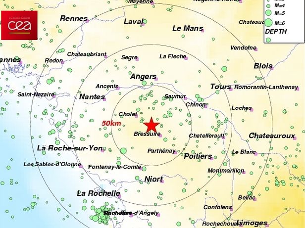 Petit tremblement de terre entre Nantes et Poitiers 
