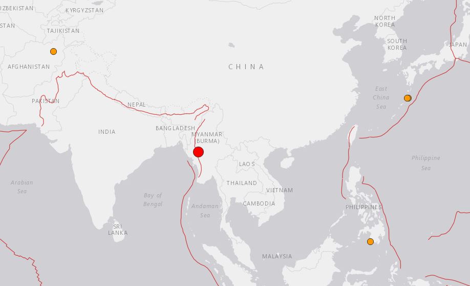 Birmanie : un séisme de magnitude 6,8 ressenti à Bangkok et à Rangoon