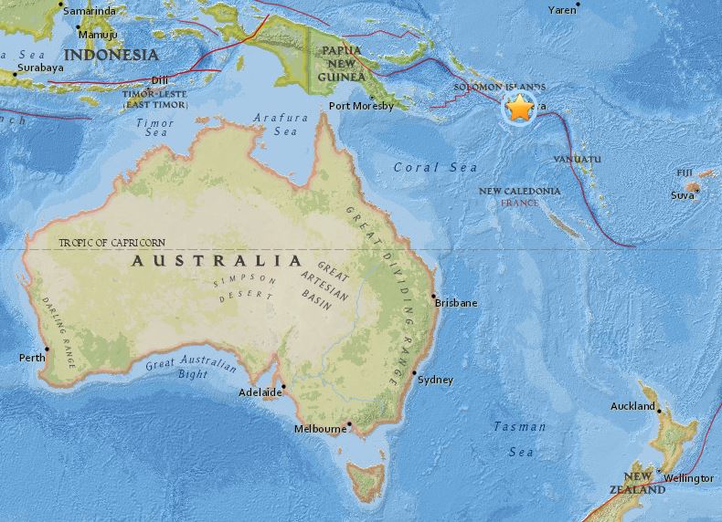 Un séisme de magnitude 7,8 fait trembler les îles Salomon, alerte au tsunami