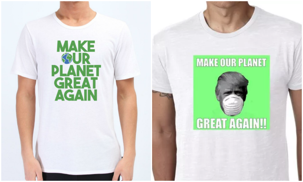 «Make our planet great again» : après la réplique de Macron à Trump, le tee-shirt
