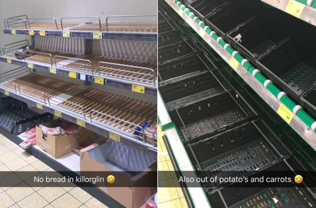 Les Irlandais dévalisent les supermarchés à l’approche d’une violente tempête de neige