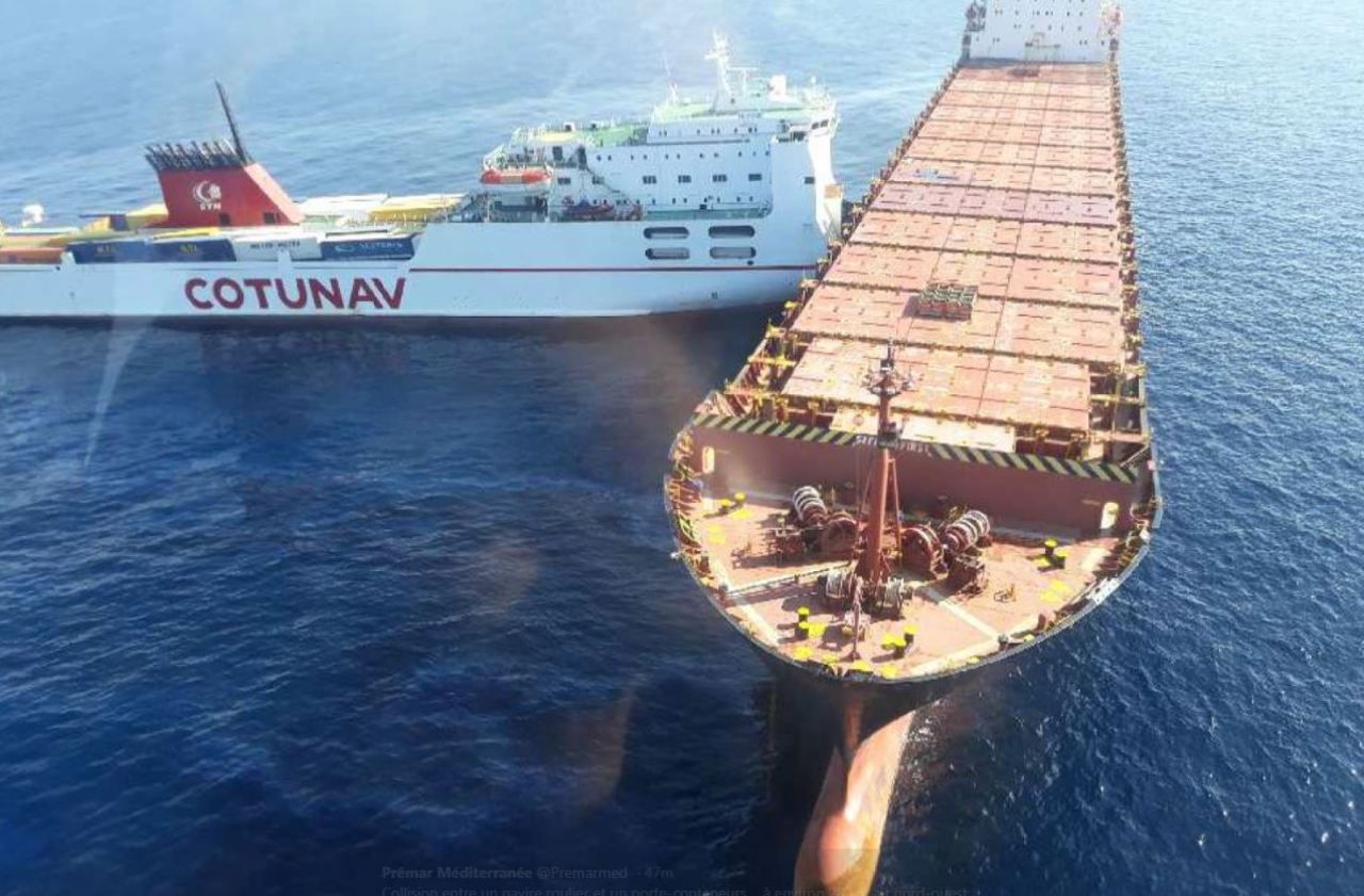 Collision au large du cap Corse : une brèche et une nappe autour des navires