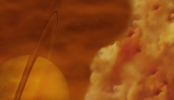 Tempête de poussière sur Titan, la lune de Saturne