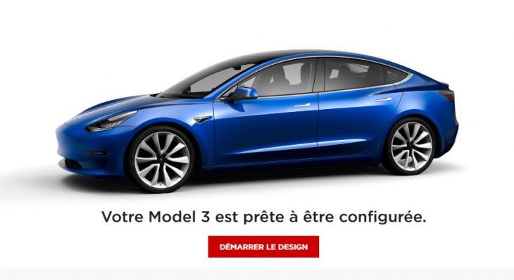 Tesla Model 3 : détails et images du configurateur en ligne