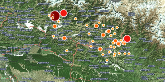 En cartes : le séisme au Népal et ses cinquante répliques