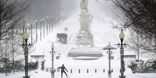 A Washington, les habitants s'amusent de la neige