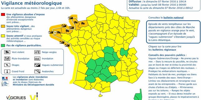 L’Ouest de la France en alerte vents violents et submersions
