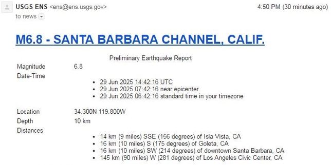 Une fausse alerte sismique en Californie fait trembler les Etats-Unis