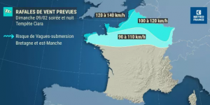 Tempête Ciara : des rafales pouvant atteindre 140 km/h attendues en France