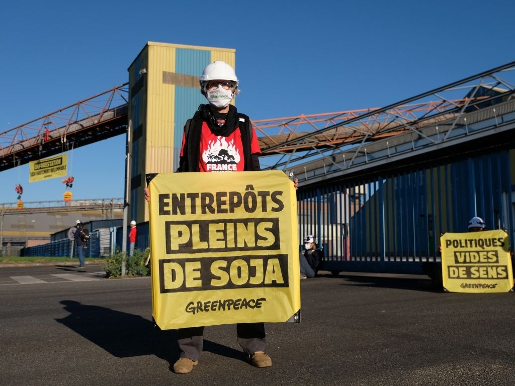 Greenpeace bloque un entrepôt stockant du soja importé à Saint-Nazaire