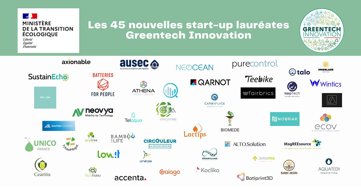 Quarante-cinq startups reçoivent le label Greentech Innovation 