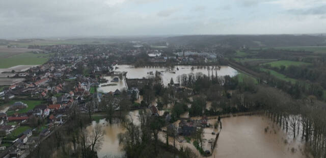 Pas-de-Calais : les inondations à Wizernes, Esquerdes et Hallines vues du ciel